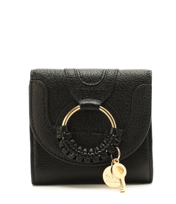 SEE BY CHLOE Portefeuille Hana Compact Cuir Grainé Noir qualité supérieure 1