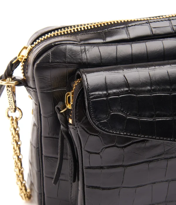 SOLDES TOUT À Sac Big Charly Cuir Embossé Croco Noir, Collaboration Lulli X Claris Virot 4