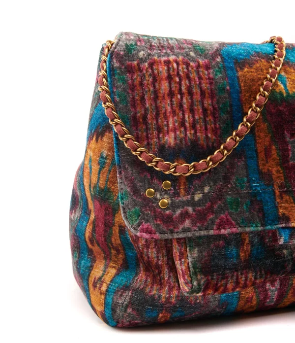 en ligne JEROME DREYFUSS Sac Lulu M Velours Imprimé Ikat, Capsule Velours 5