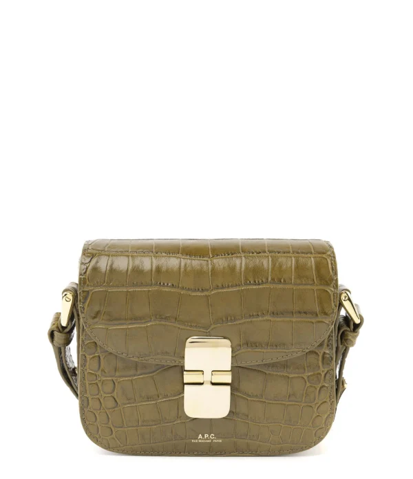 A.P.C. Sac Grace Mini Cuir Embossé Croco Olive garantis authentique 1