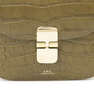 A.P.C. Sac Grace Mini Cuir Embossé Croco Olive garantis authentique 14