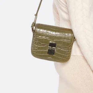 A.P.C. Sac Grace Mini Cuir Embossé Croco Olive garantis authentique 16