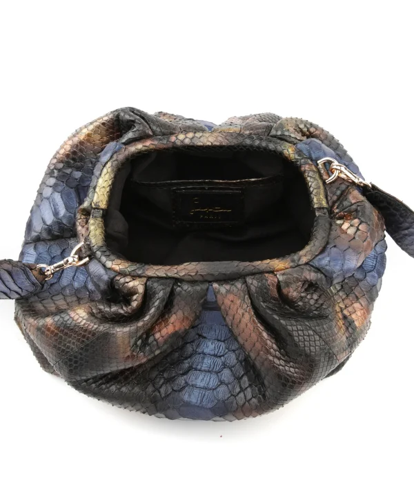 prix de gros SISTA PARIS Sac Big Uniq Cuir Souple Python Butterfly Blue 4