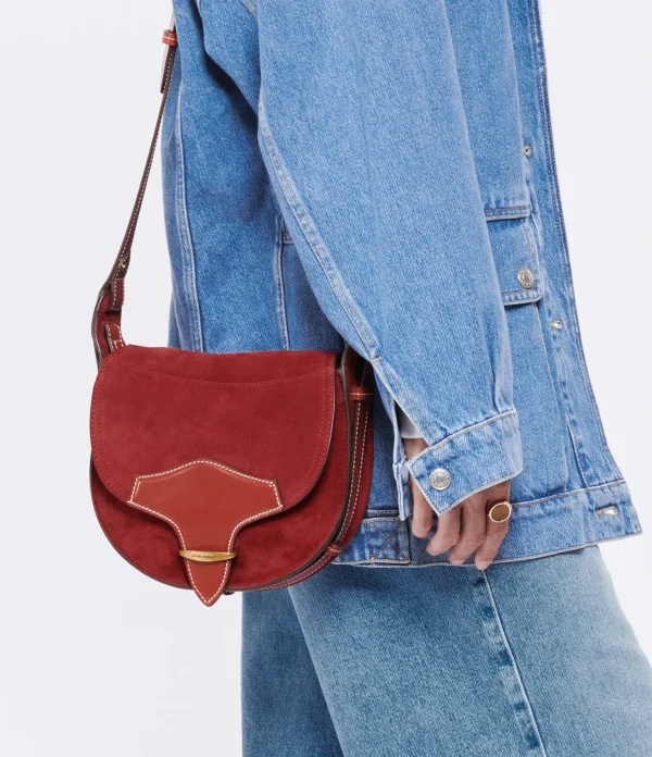 ISABEL MARANT Sac Botsy Cuir Suédé Rouge Foncé Retour gratuit en magasin. 6