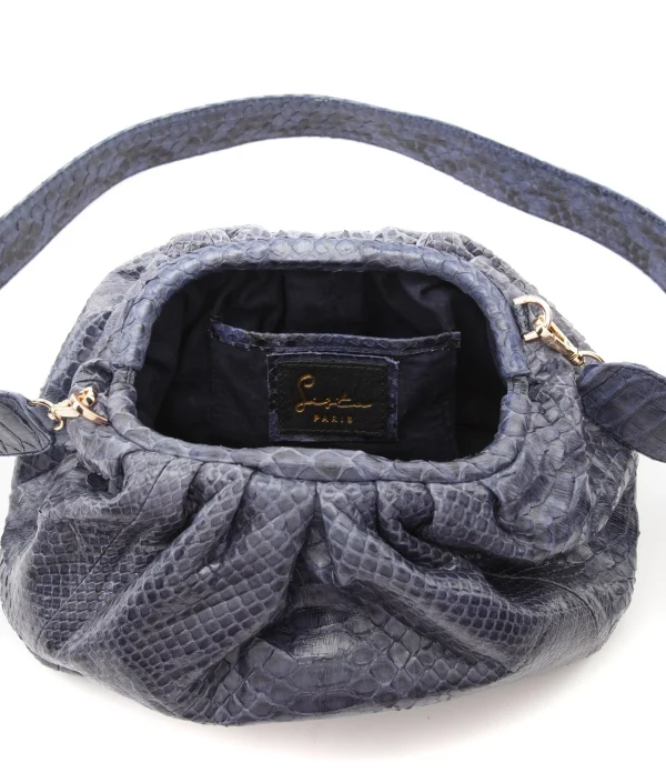 mode SISTA PARIS Sac Big Uniq Cuir Souple Python Navy 4