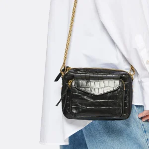 Vente Sac Charly Cuir Embossé Croco Noir, Collaboration Lulli X Claris Virot 15