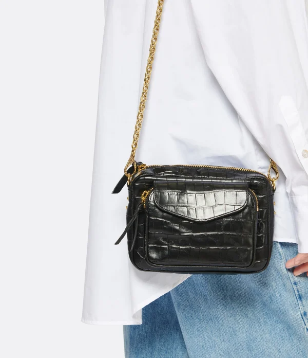 Vente Sac Charly Cuir Embossé Croco Noir, Collaboration Lulli X Claris Virot 6