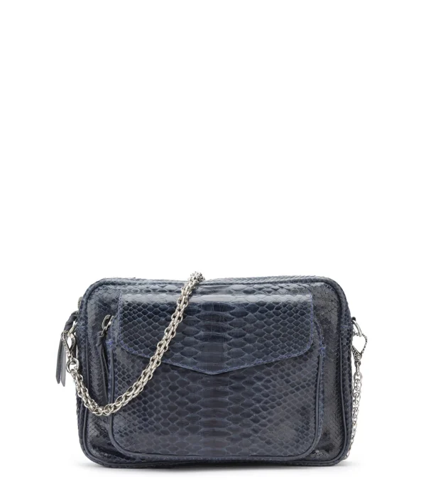 boutique pas cher CLARIS VIROT Sac Charly Python Navy Argenté 1