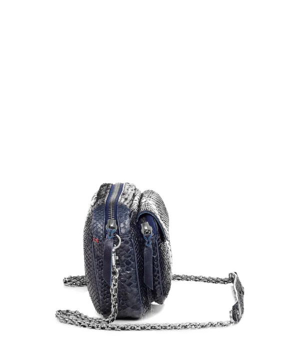 boutique pas cher CLARIS VIROT Sac Charly Python Navy Argenté 3