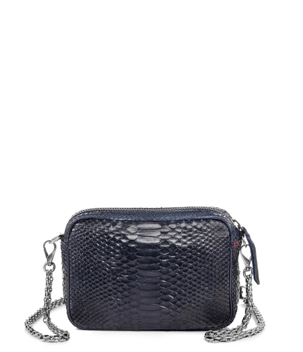 boutique pas cher CLARIS VIROT Sac Charly Python Navy Argenté 4