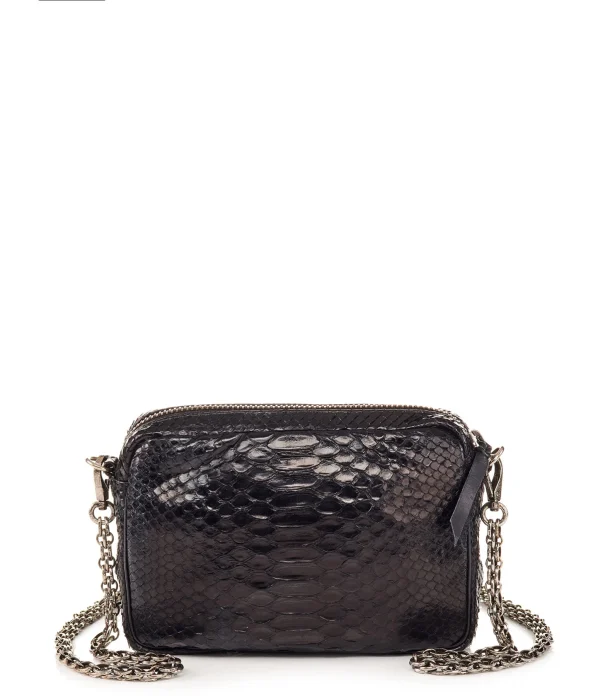 CLARIS VIROT Sac Charly Python Noir Suédé prix pas cher 4