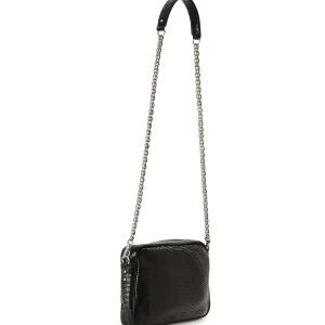 CLARIS VIROT Sac Charly Python Noir Chaîne Argenté Nouveau 10