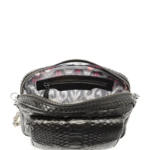 CLARIS VIROT Sac Charly Python Noir Chaîne Argenté Nouveau 12