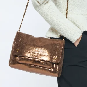 soldes pas cher JEROME DREYFUSS Sac Lulu L Cuir Lamé Bronze 19