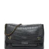 fashion pas cher JEROME DREYFUSS Sac Lulu M Cuir Croco Noir 20