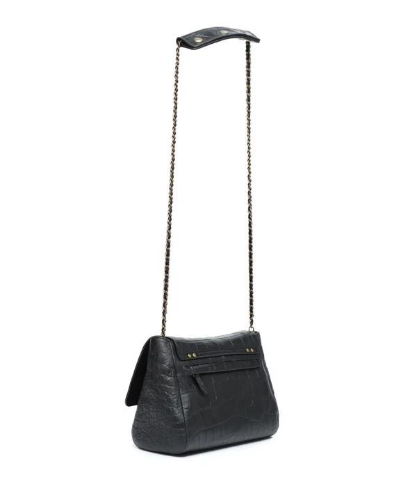 fashion pas cher JEROME DREYFUSS Sac Lulu M Cuir Croco Noir 3