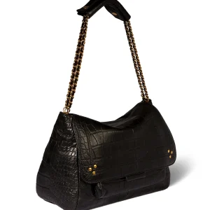 fashion pas cher JEROME DREYFUSS Sac Lulu M Cuir Croco Noir 14