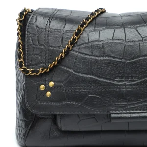 fashion pas cher JEROME DREYFUSS Sac Lulu M Cuir Croco Noir 18