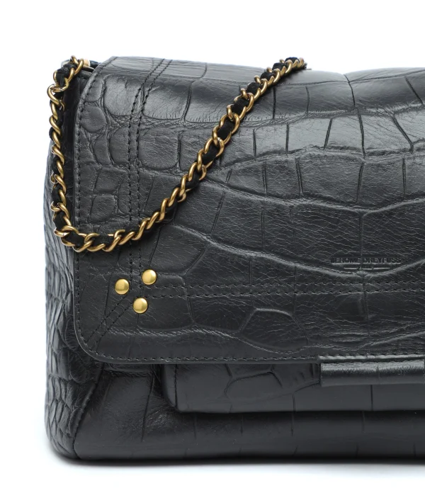 fashion pas cher JEROME DREYFUSS Sac Lulu M Cuir Croco Noir 6