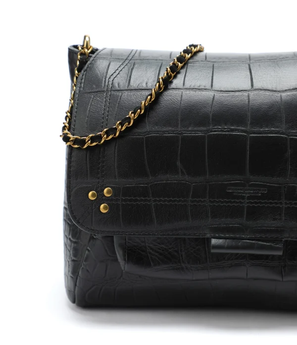 mode JEROME DREYFUSS Sac Lulu L Cuir Croco Noir 6