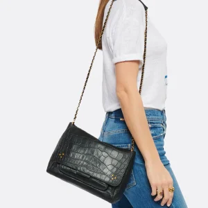 mode JEROME DREYFUSS Sac Lulu L Cuir Croco Noir 21