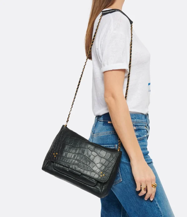 mode JEROME DREYFUSS Sac Lulu L Cuir Croco Noir 7