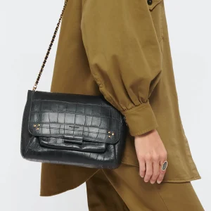 mode JEROME DREYFUSS Sac Lulu L Cuir Croco Noir 25