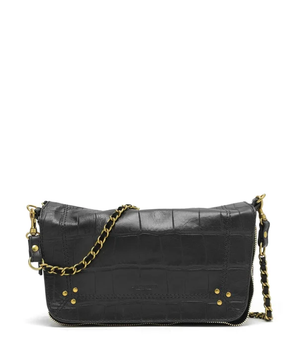 ﻿soldes JEROME DREYFUSS Sac Bobi S Cuir Croco Noir 1