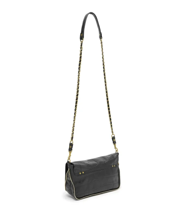 ﻿soldes JEROME DREYFUSS Sac Bobi S Cuir Croco Noir 3