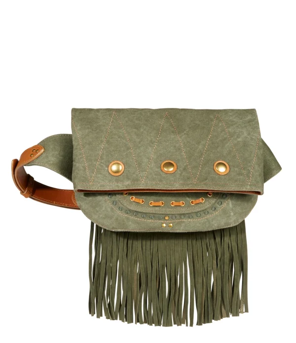 vente en ligne pas cher JEROME DREYFUSS Sac Jerry Banane Coton Cuir Kaki 1