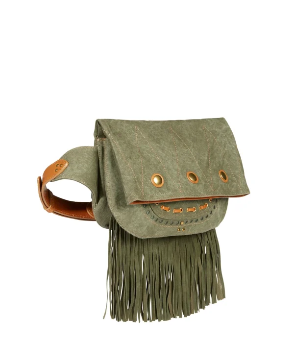 vente en ligne pas cher JEROME DREYFUSS Sac Jerry Banane Coton Cuir Kaki 3