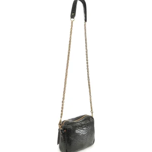 pas cher en ligne CLARIS VIROT Sac Charly Python Noir Chaîne Or 10