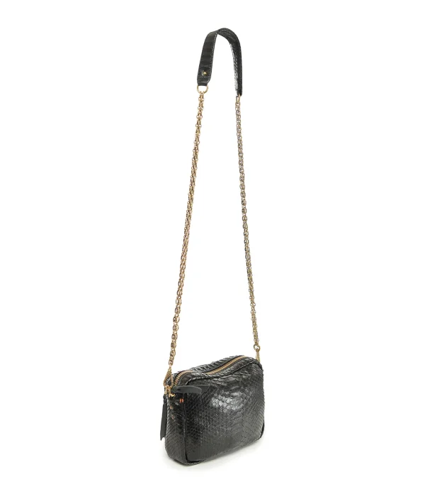 pas cher en ligne CLARIS VIROT Sac Charly Python Noir Chaîne Or 3