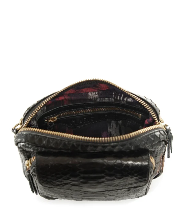 pas cher en ligne CLARIS VIROT Sac Charly Python Noir Chaîne Or 4