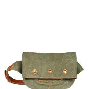 vente en ligne pas cher JEROME DREYFUSS Sac Jerry Banane Coton Cuir Kaki 14