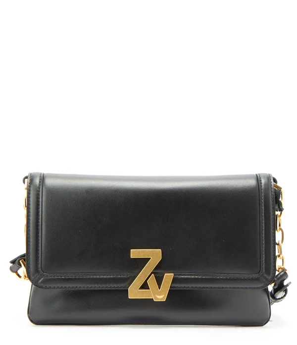 pas cher en vente ZADIG & VOLTAIRE Sac ZV Initiale La Clutch Cuir Noir 1