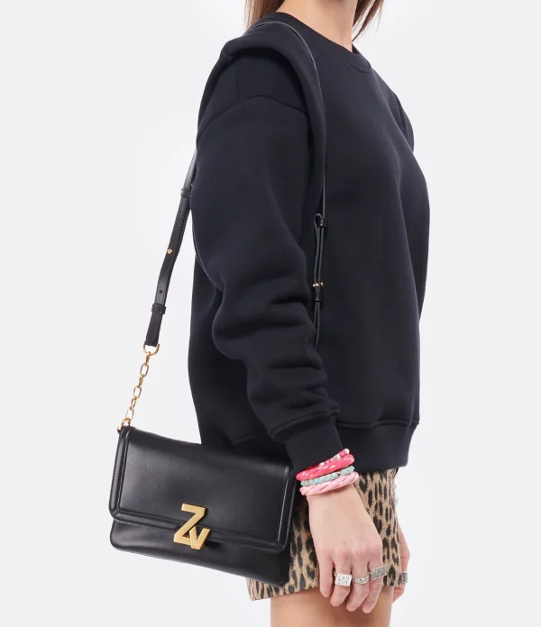 pas cher en vente ZADIG & VOLTAIRE Sac ZV Initiale La Clutch Cuir Noir 6