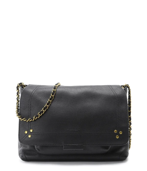 JEROME DREYFUSS Sac Lulu M Cuir Grainé Noir Brass vente luxe pas cher 1