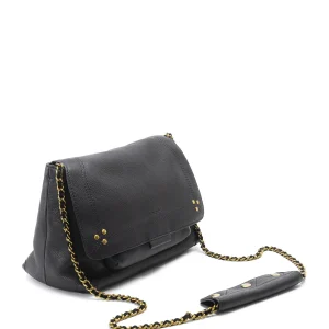 JEROME DREYFUSS Sac Lulu M Cuir Grainé Noir Brass vente luxe pas cher 13