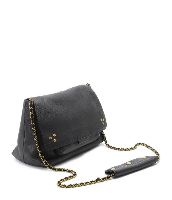 JEROME DREYFUSS Sac Lulu M Cuir Grainé Noir Brass vente luxe pas cher 3