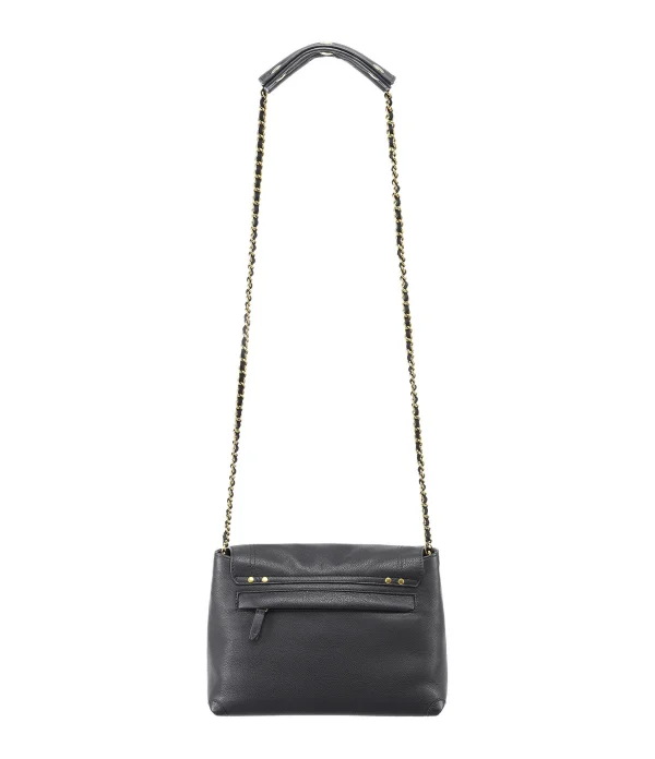 JEROME DREYFUSS Sac Lulu M Cuir Grainé Noir Brass vente luxe pas cher 4