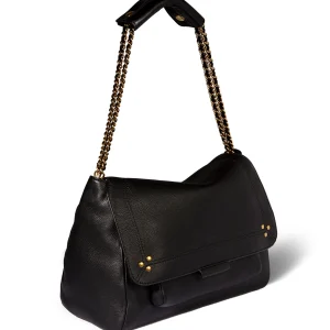 JEROME DREYFUSS Sac Lulu M Cuir Grainé Noir Brass vente luxe pas cher 17