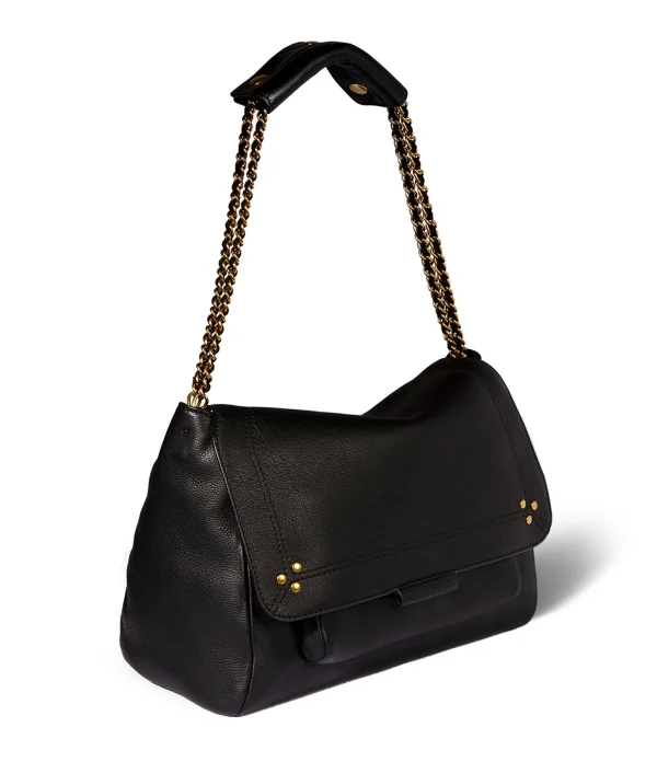 JEROME DREYFUSS Sac Lulu M Cuir Grainé Noir Brass vente luxe pas cher 5