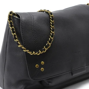 JEROME DREYFUSS Sac Lulu M Cuir Grainé Noir Brass vente luxe pas cher 21