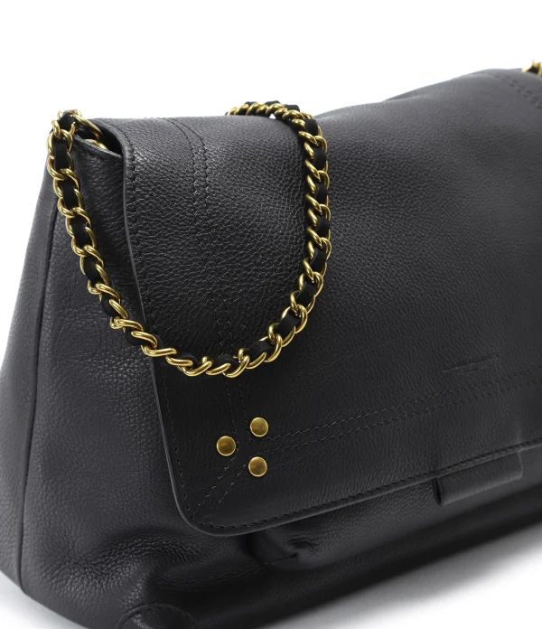 JEROME DREYFUSS Sac Lulu M Cuir Grainé Noir Brass vente luxe pas cher 7