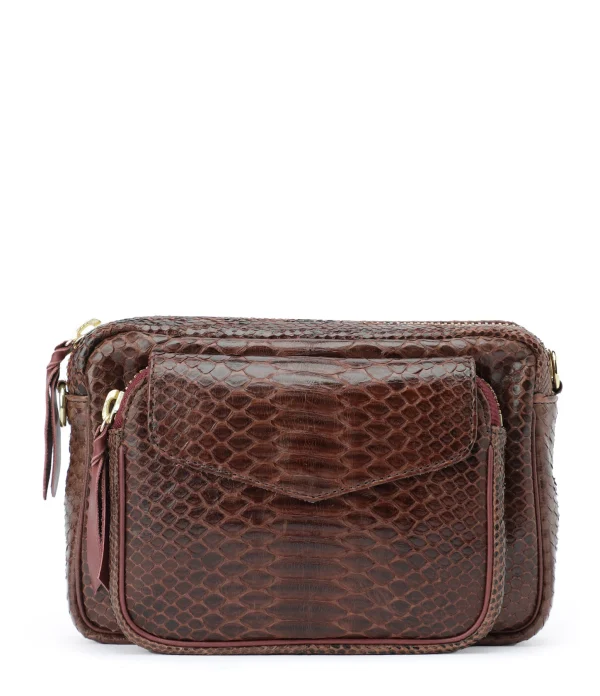 Meilleur Prix CLARIS VIROT Sac Charly Python Chocolat Endek Bordeaux 1