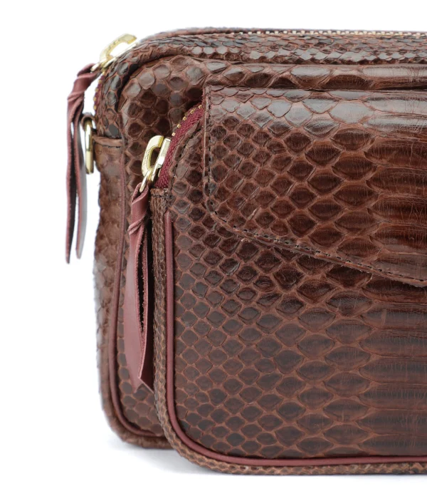 Meilleur Prix CLARIS VIROT Sac Charly Python Chocolat Endek Bordeaux 5