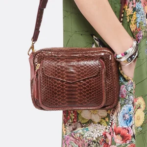 Meilleur Prix CLARIS VIROT Sac Charly Python Chocolat Endek Bordeaux 16