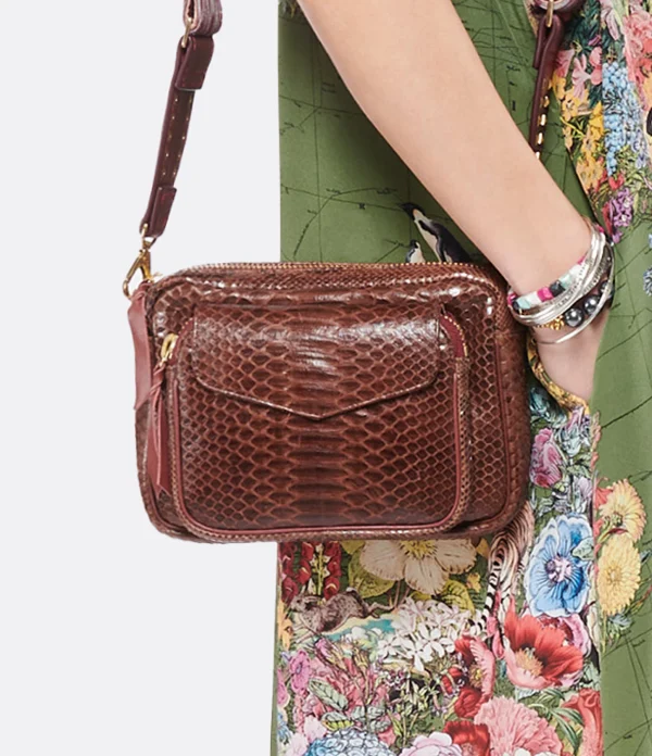 Meilleur Prix CLARIS VIROT Sac Charly Python Chocolat Endek Bordeaux 6