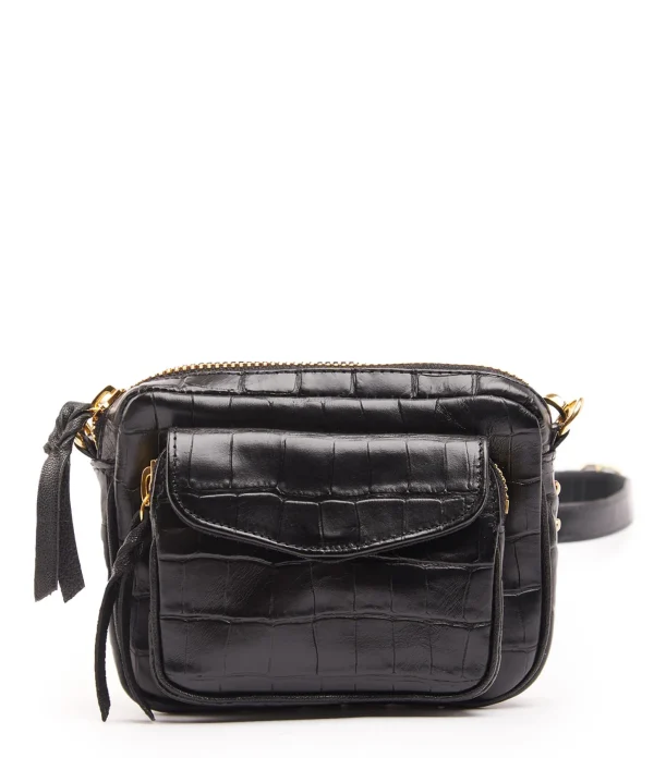 marque pas cher Sac Baby Charly Cuir Embossé Croco Noir, Collaboration Lulli X Claris Virot 1